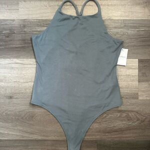Gray High-Neck Bodysuit
